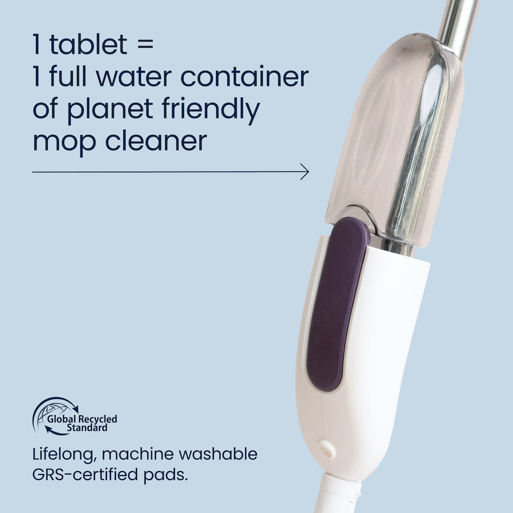 A graphic showing that one floor cleaner refill helps to reduce plastic waste