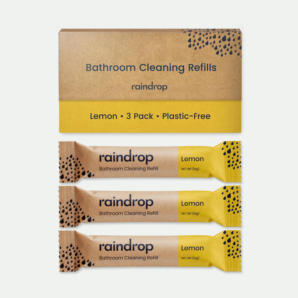 A pack of 3x 500ml plastic-free bathroom cleaning refills