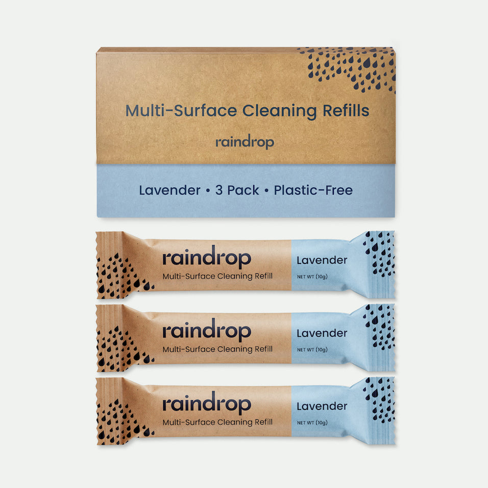 A pack of 3x 500ml plastic-free multi surface cleaning refills